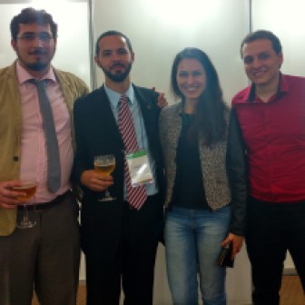 Partindo da esquerda Felipe, Prof. Leão, Priscilla e Lucas no coquetel de boas vindas do COLAOB 2016.